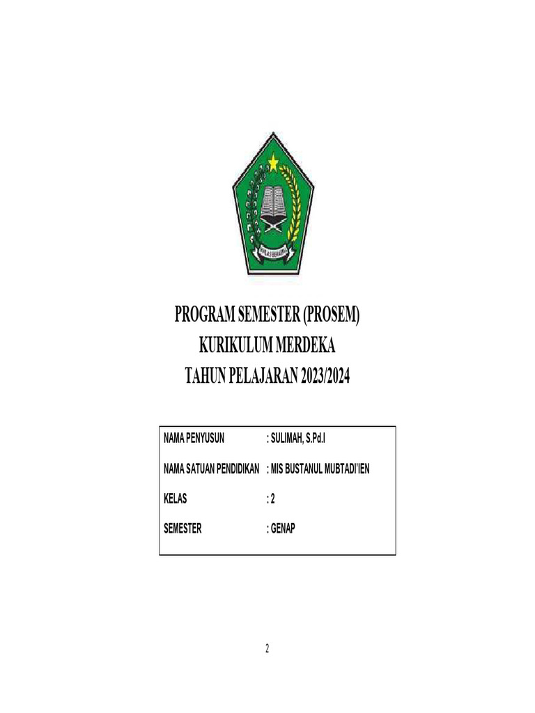 Prosem Kumer Smt 2 Kelas 2 Tp 2024-2025_063804 | PDF