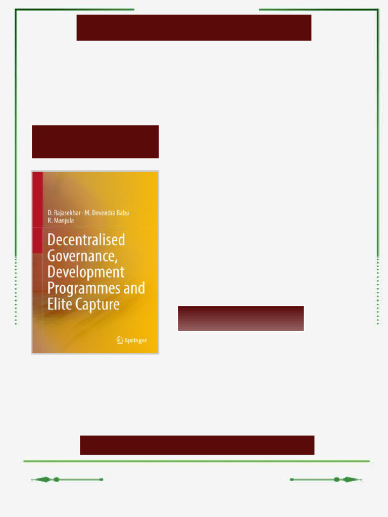 Decentralised Governance Development Programmes and Elite Capture D ...