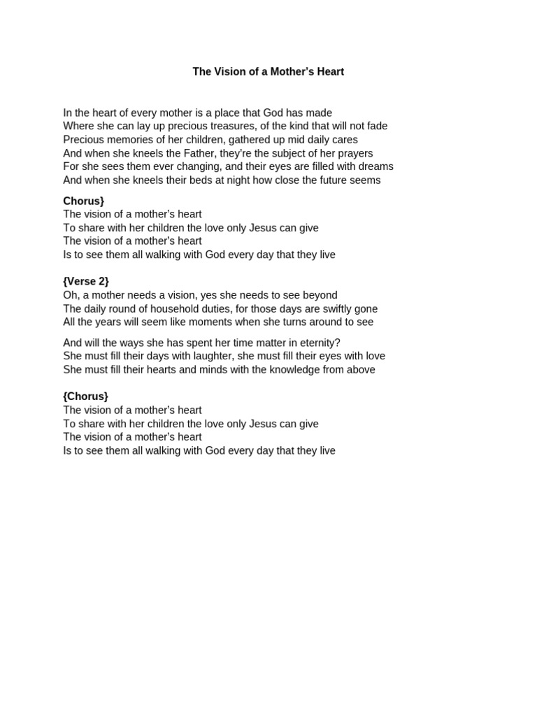 Vision of a Mother's Heart | PDF