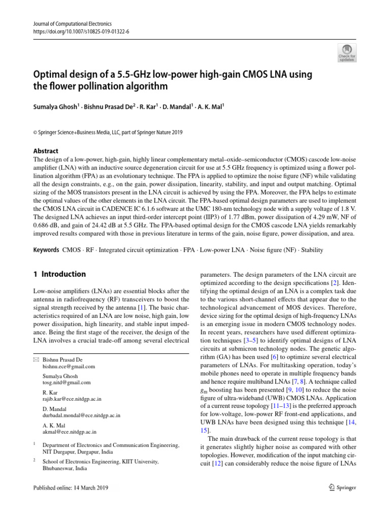 5.5 GHz CMOS LNA Design Optimization | PDF | Cmos | Mosfet