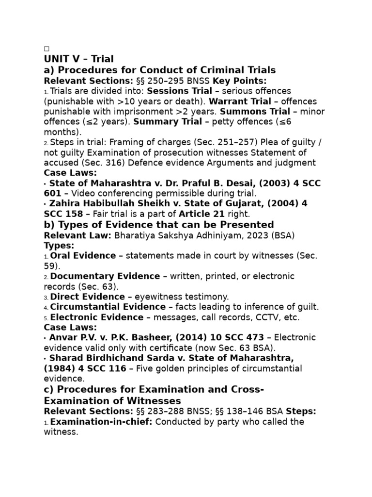 Unit v – Trial | PDF | Acquittal | Appeal