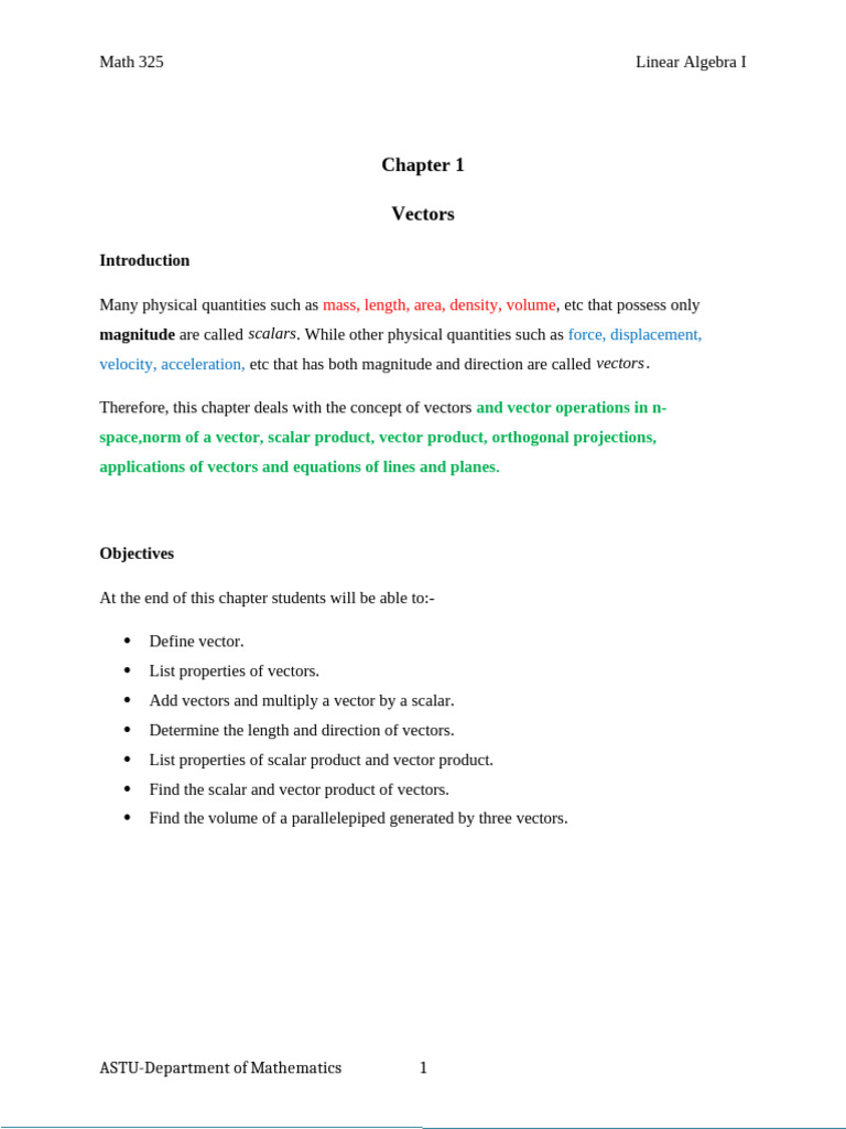 Introduction to Vectors in Linear Algebra | PDF | Vector Space ...