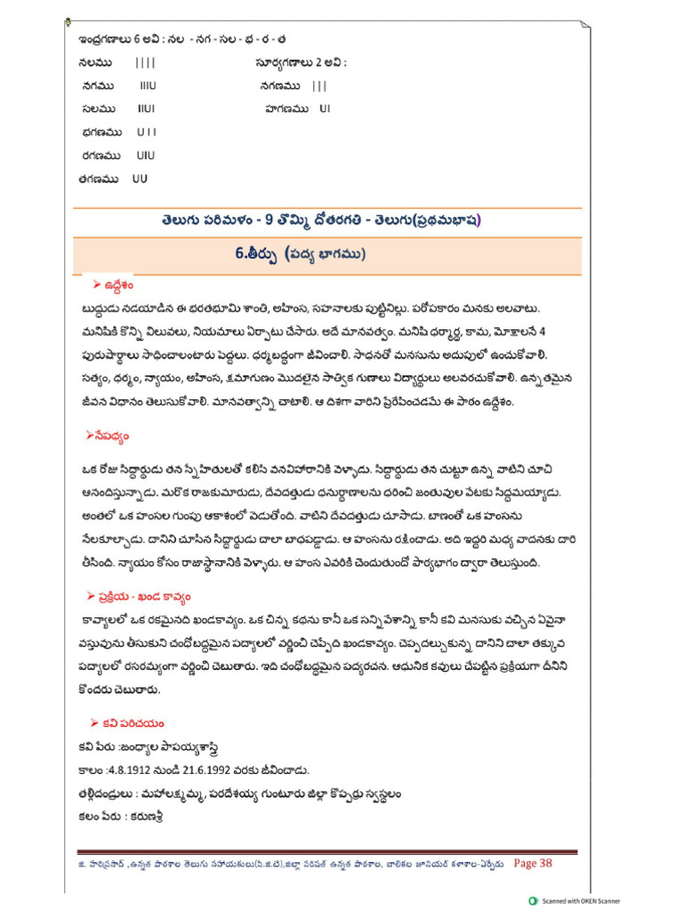 9 TH Class Telugu Notes | PDF