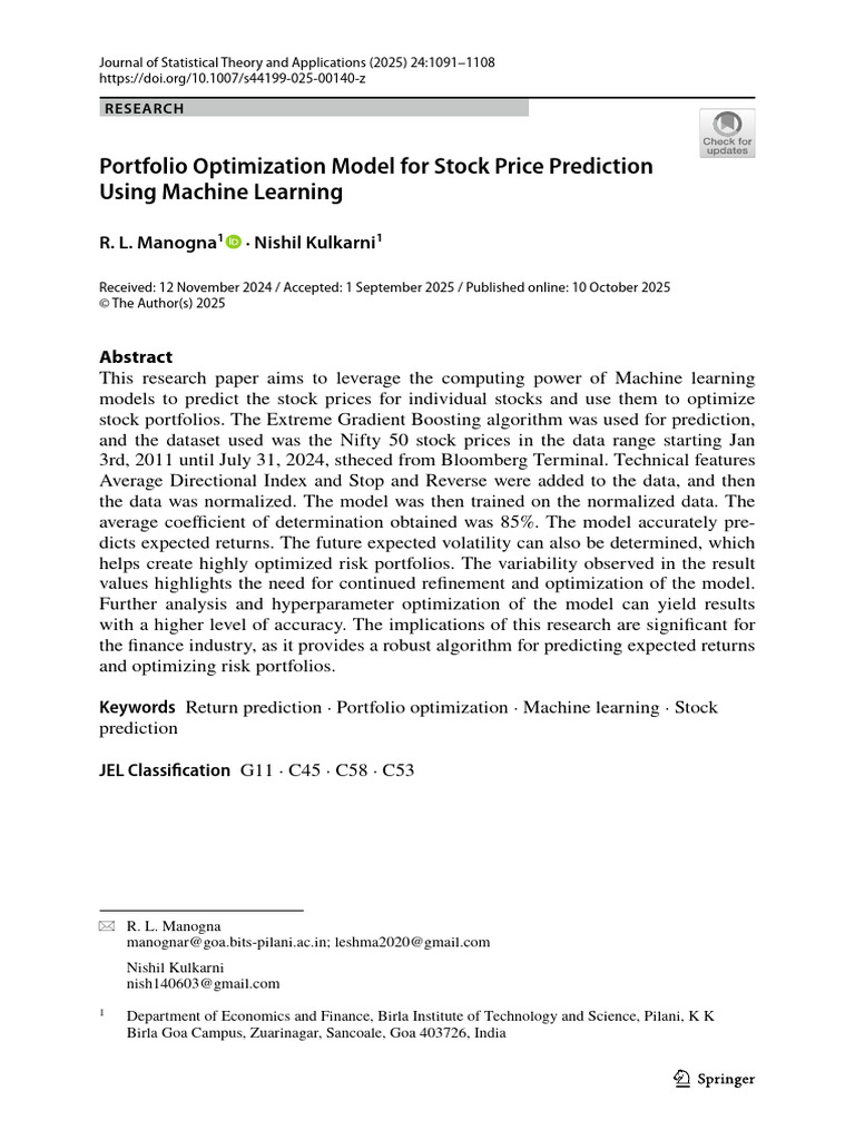 Stock Price Prediction via Machine Learning | PDF | Mean Squared Error ...