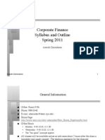 Corporate Finance Syllabus and Outline Spring 2011: Aswath Damodaran