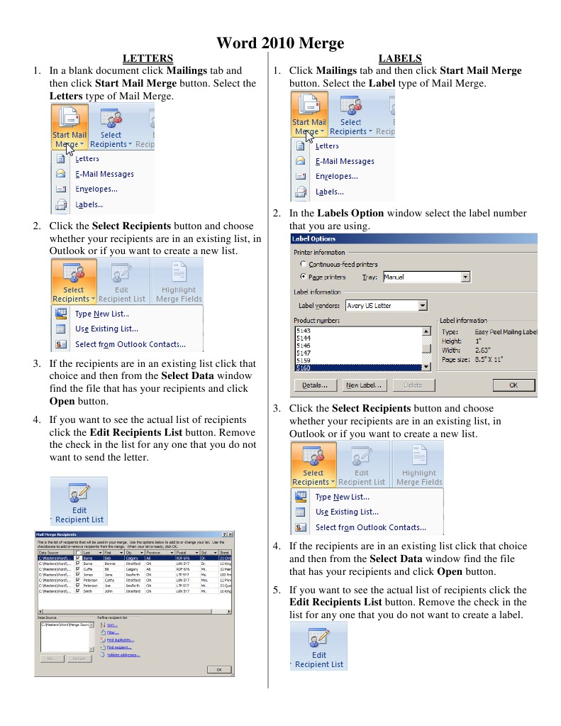Word 2010 Mail Merge | PDF