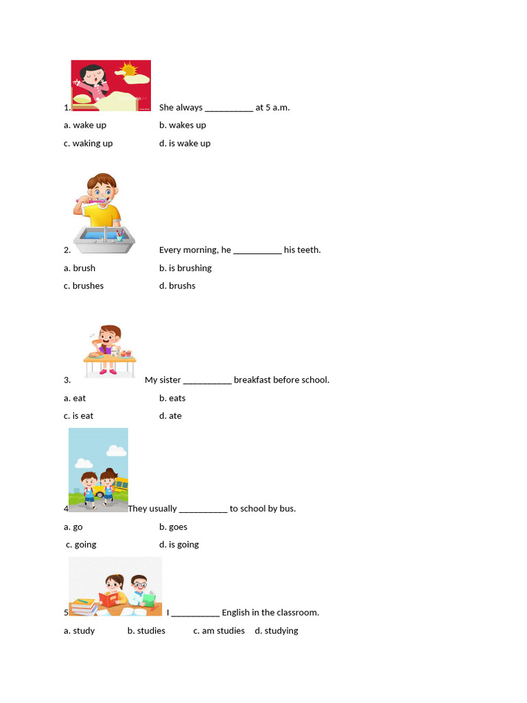 Daily Routine English Exercises | PDF