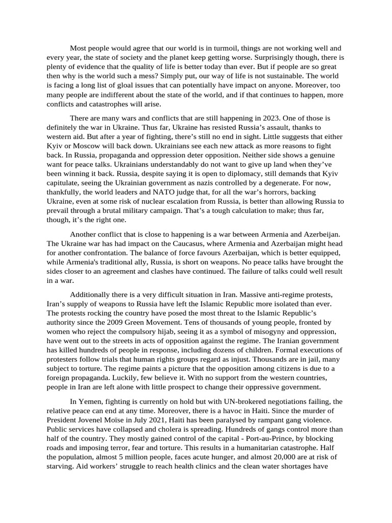Global Crises: Conflicts and Humanitarian Issues | PDF | Iran | Africa