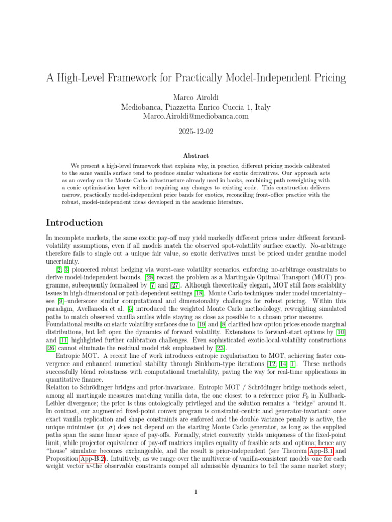 Model-Independent Pricing Framework | PDF | Option (Finance) | Monte ...
