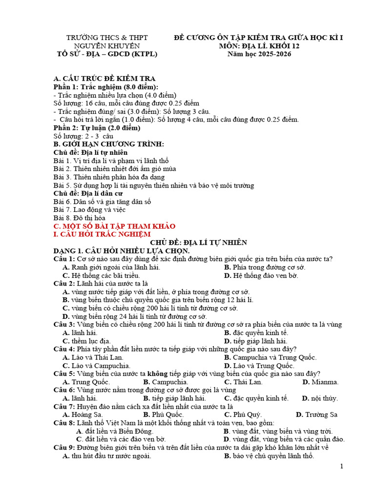 DL12-decuong ktgk1 Dia12 2025-2026 | PDF