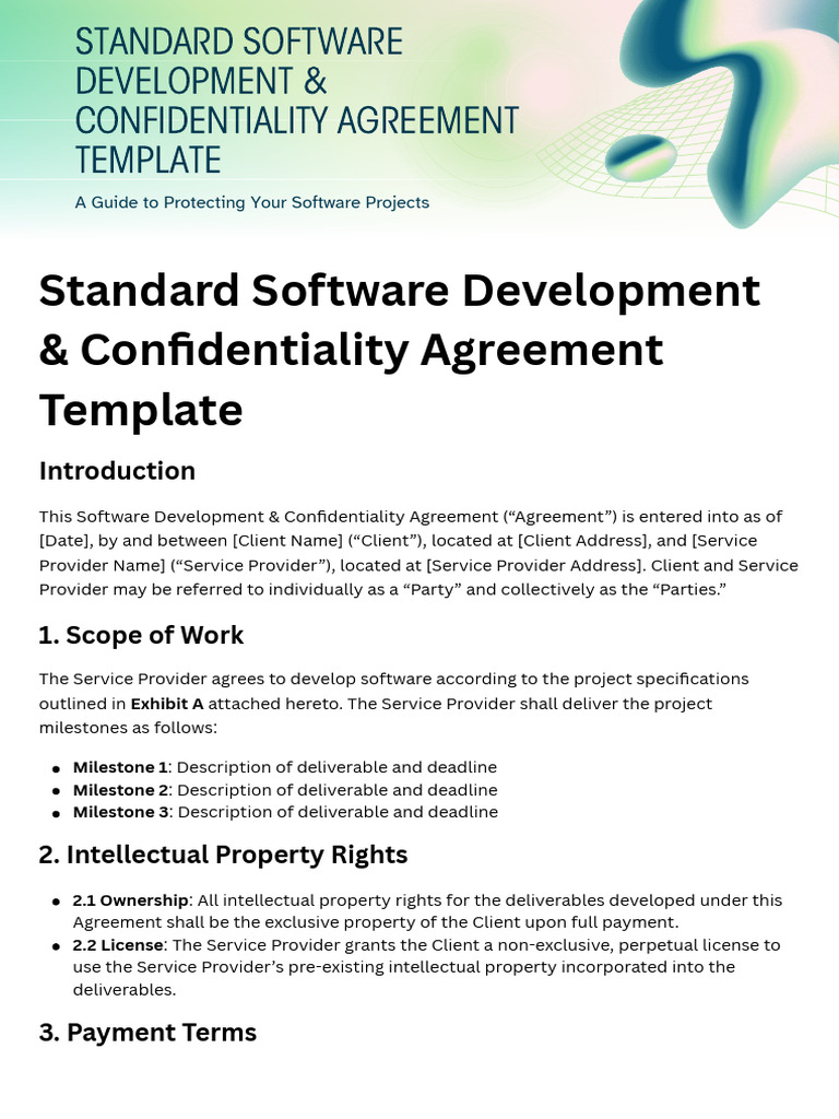 Software Development Agreement Template | PDF | Indemnity | Business Law