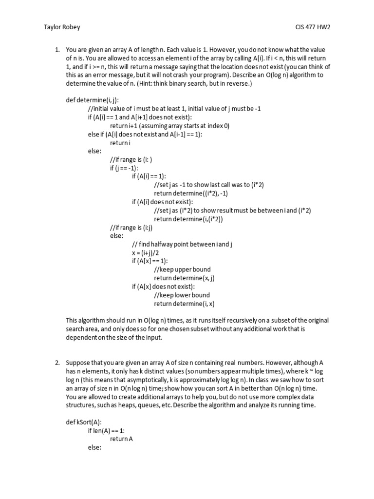 CIS 477 HW3 | PDF | Time Complexity | Computer Science