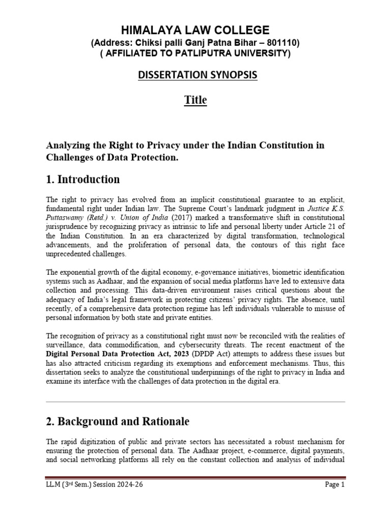 Privacy Rights and Data Protection in India | PDF | Privacy | Right To ...
