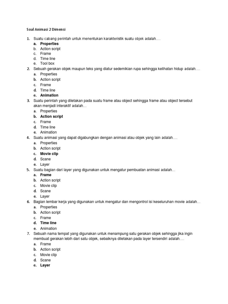 Soal Animasi 2 Dimensi | PDF