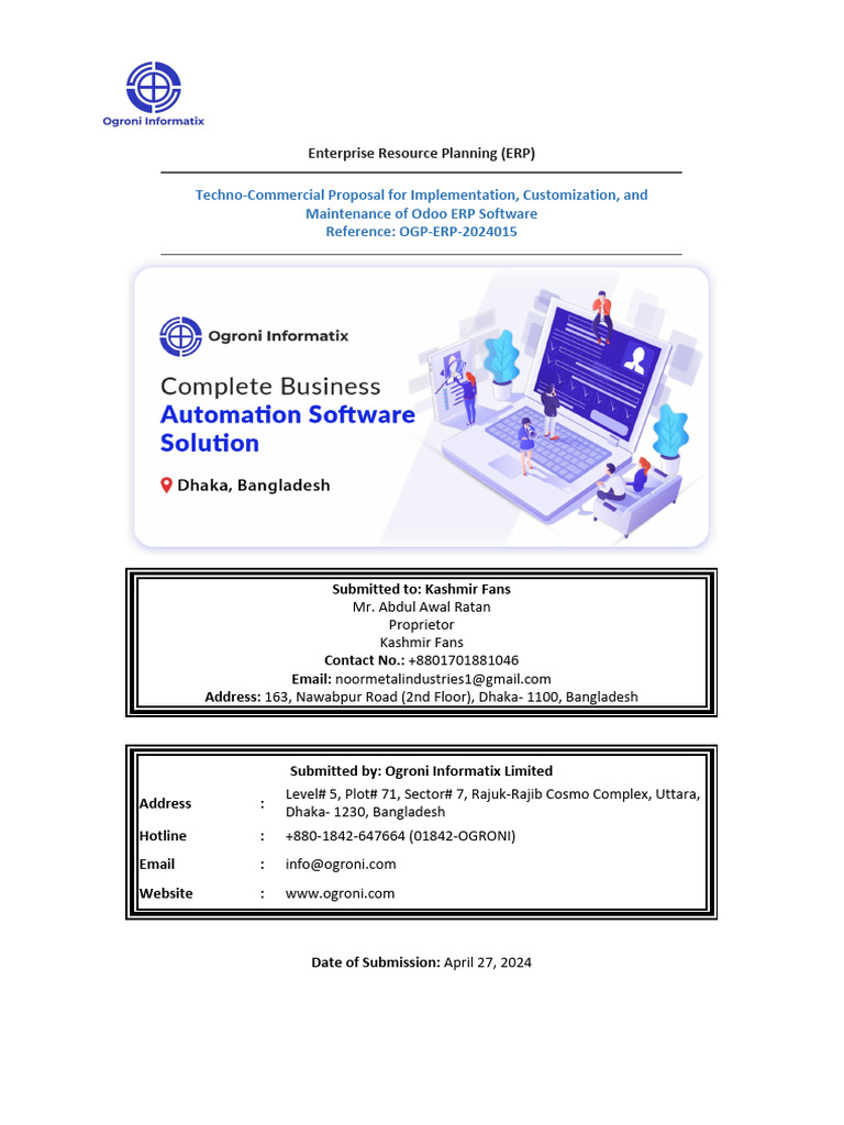 Odoo ERP Implementation Proposal | PDF | Enterprise Resource Planning ...