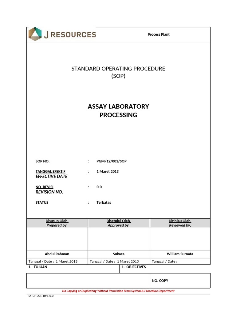 SOP Pengujian Laboratorium Assay | PDF