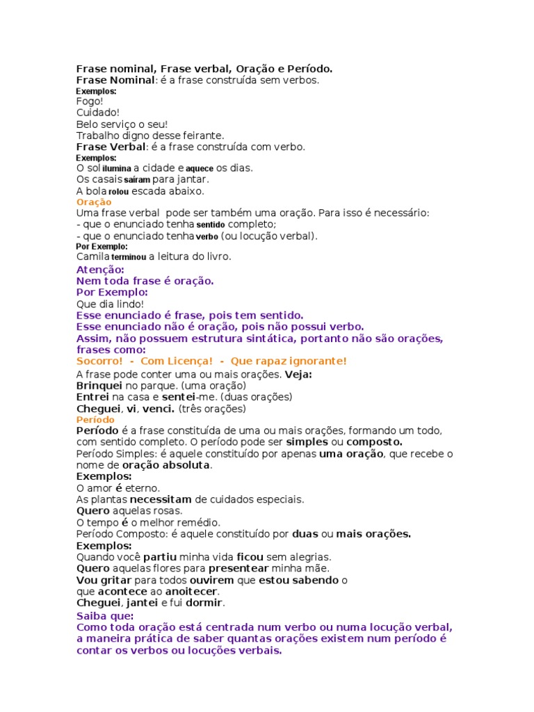Frases Nominais e Verbais Explicadas | PDF | Cláusula