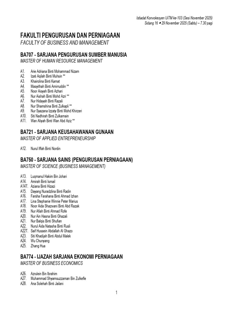 UiTM Convocation 2025 Schedule | PDF | Airbus
