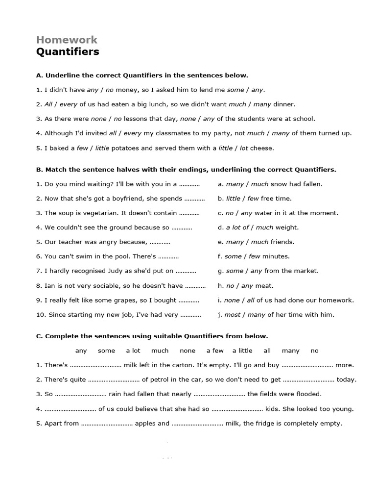 Homework Quantifiers | PDF