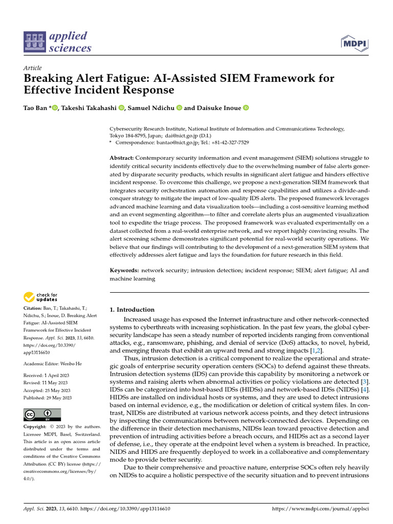 Eaking Alert Fatigue AI-Assisted SIEM Framework For Effective Incident ...