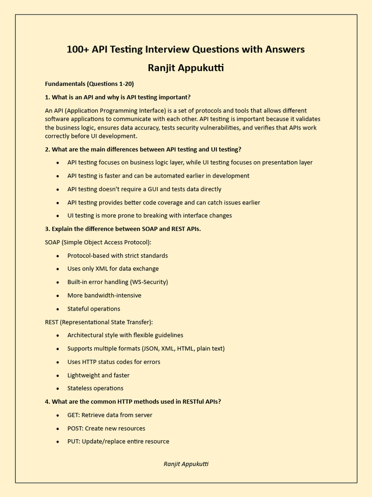 API Testing Interview Questions & Answers | PDF | Information ...