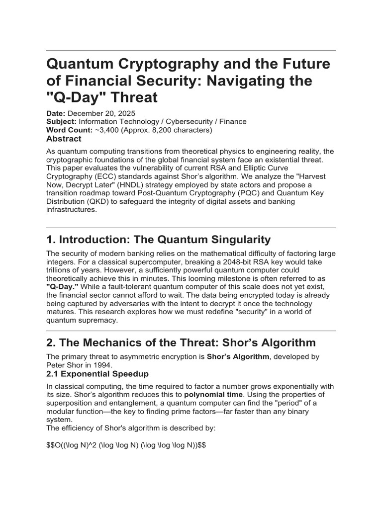 Quantum Cryptography and the Future of Financial Security- Navigating ...