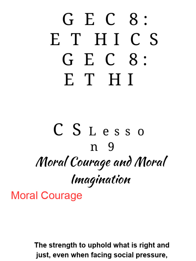 Moral Courage and Imagination in Ethics | PDF | Courage | Capital ...