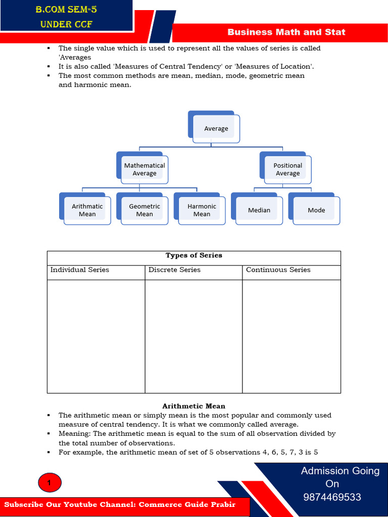 Business Math: Understanding Averages | PDF | Mean | Average