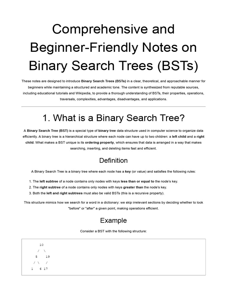 Beginner's Guide to Binary Search Trees | PDF | Algorithms And Data ...