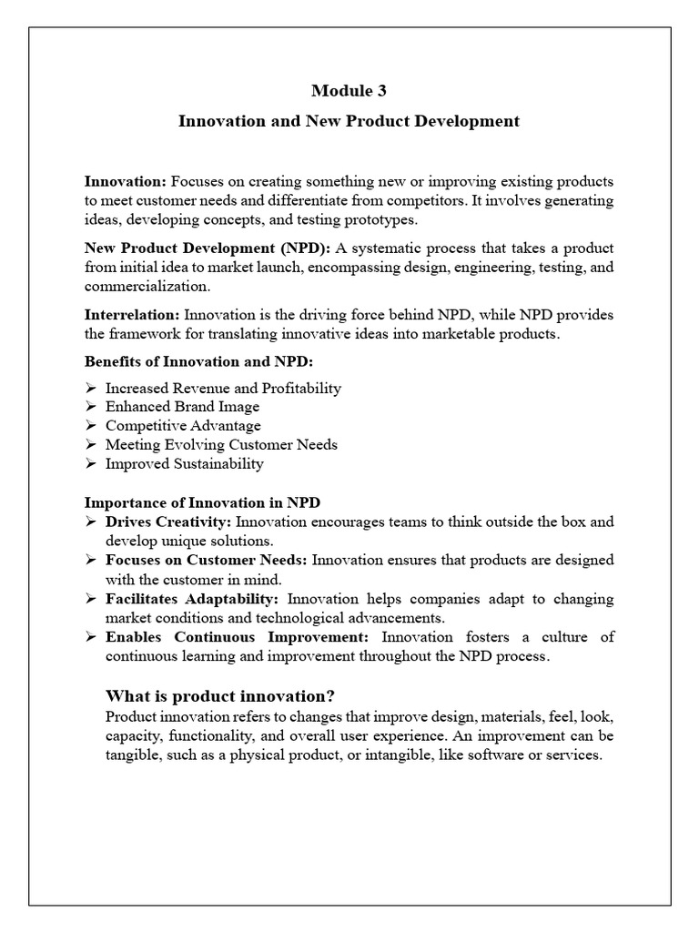 Innovation and New Product Development Guide | PDF | Innovation | New ...