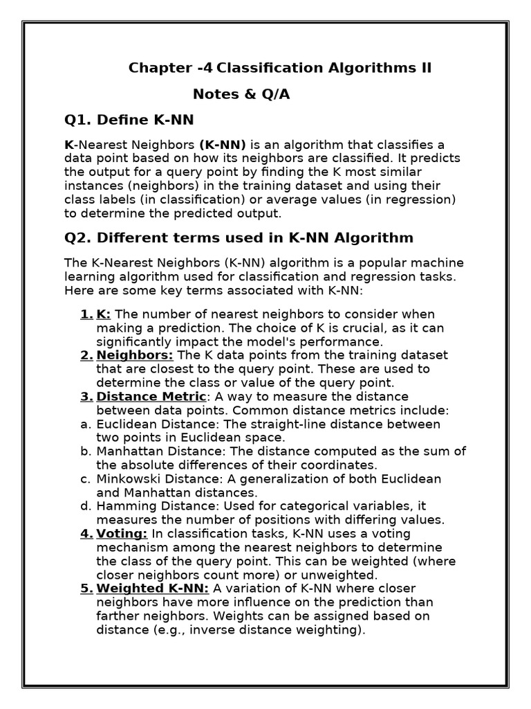 K-NN Algorithm Overview and Insights | PDF | Cross Validation ...