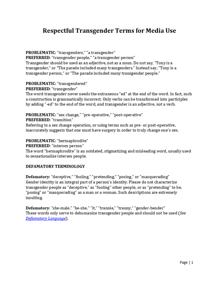 Respectful Transgender Language Guide | PDF