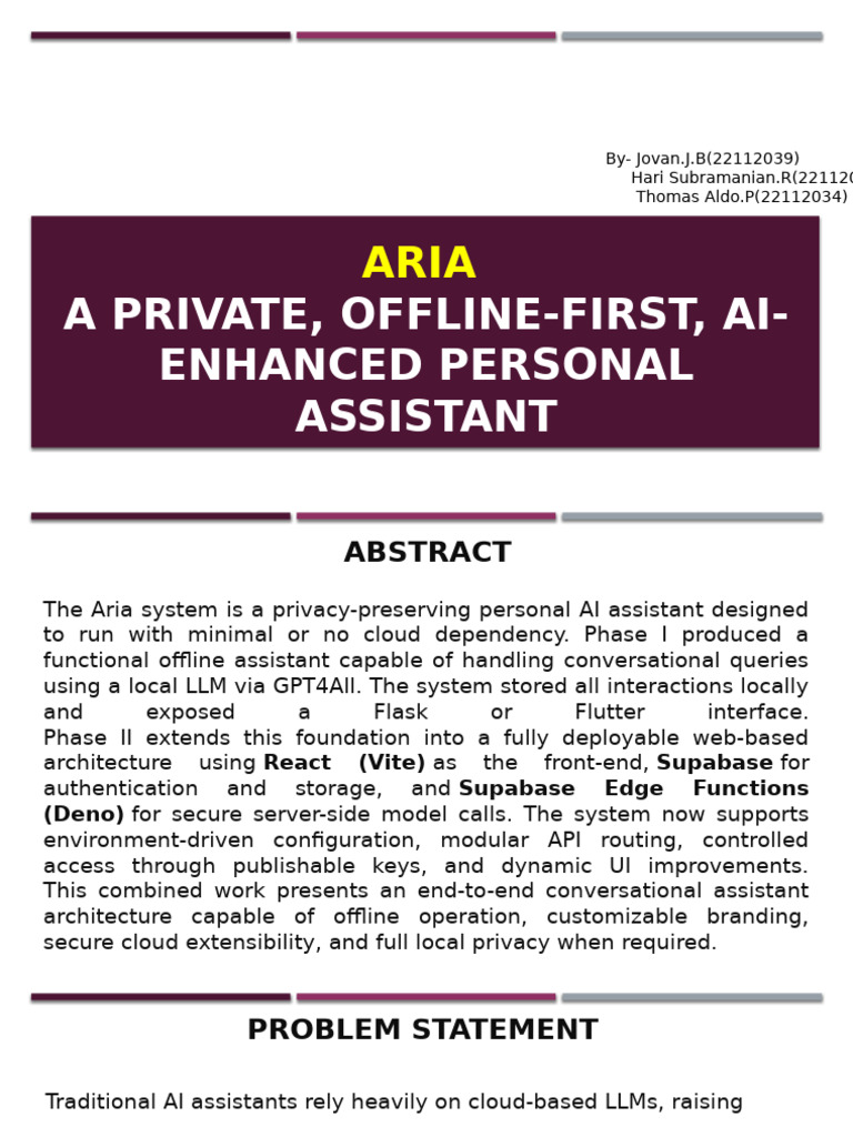 Offline AI Personal Assistant Aria | PDF | Cloud Computing | Artificial ...