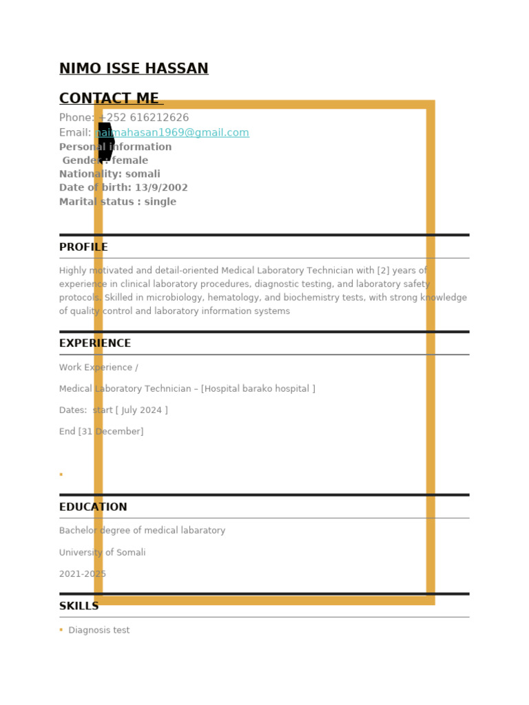 Medical Laboratory Technician Profile | PDF