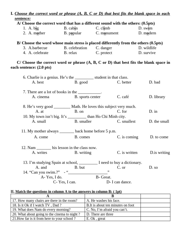 Vocabulary and Grammar Exercises | PDF