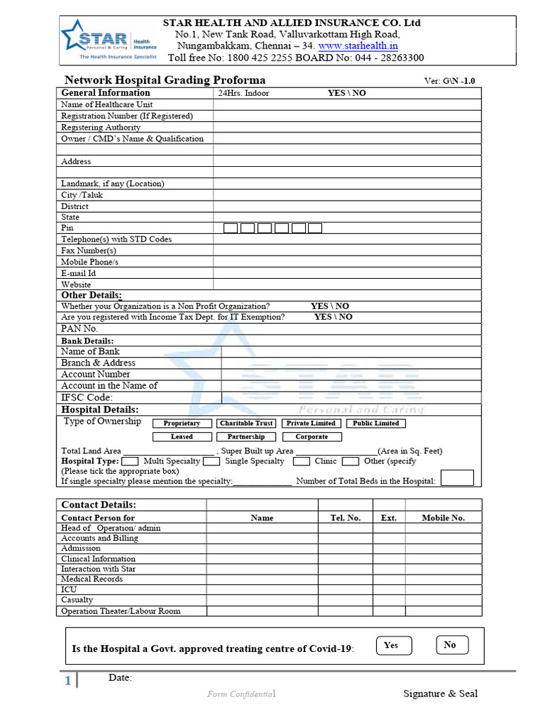 Network Hospital Grading Proforma | PDF | Medical Record | Hospital