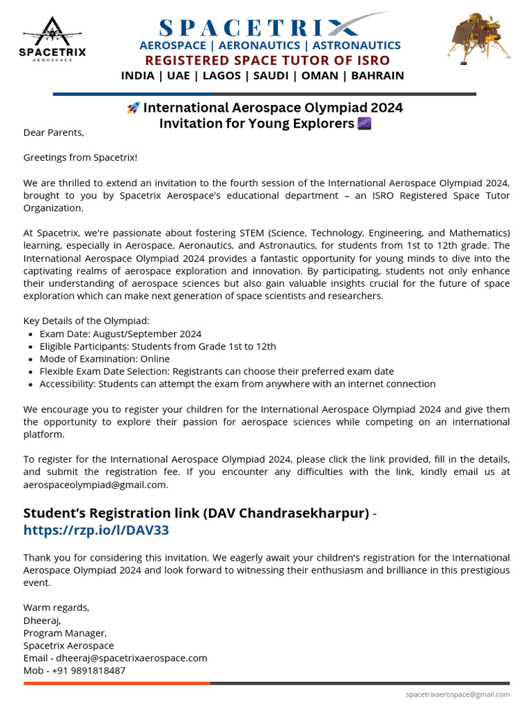 Students Circular - DAV Chandrasekharpur | PDF | Aerospace