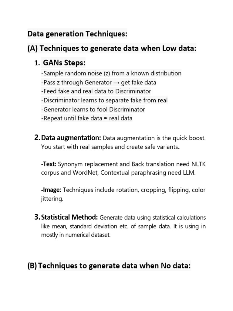 Data Generation Techniques Overview | PDF | Computer Vision | Data