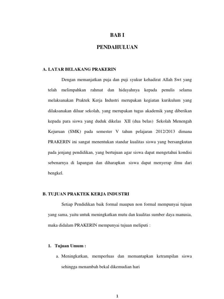 Contoh Laporan Prakerin Smk Darul Falah 2