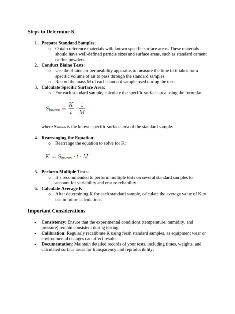 Blaine Method for Cement Surface Area | PDF | Applied And ...