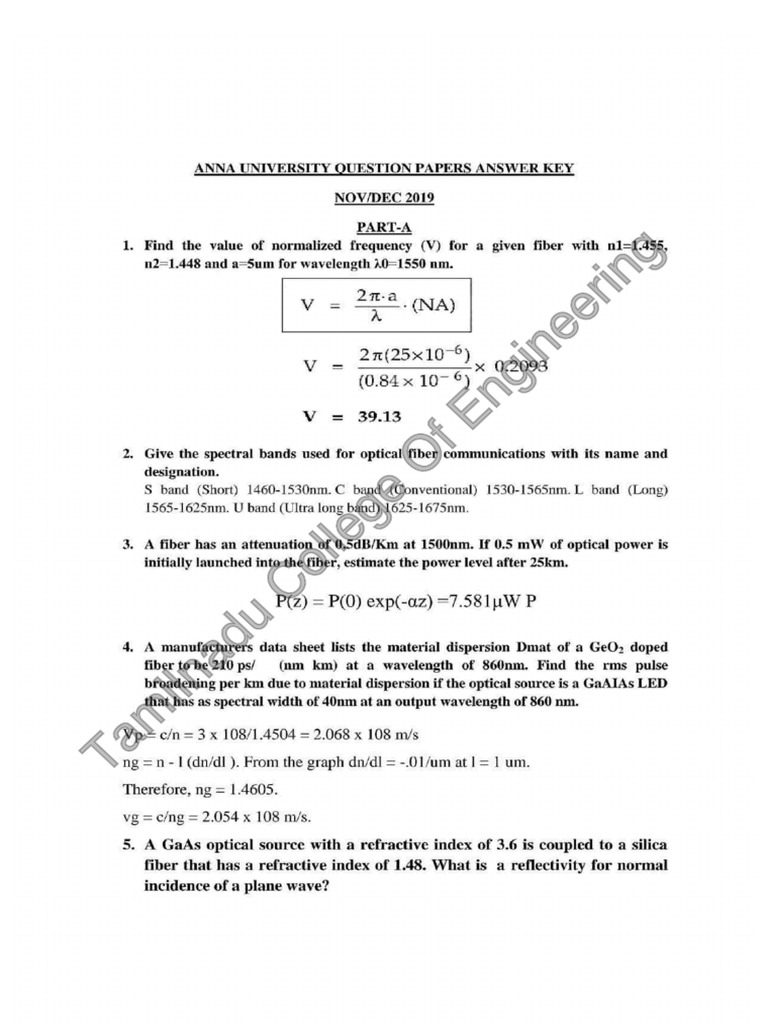 Anna University Fiber Optics Exam Guide | PDF | Optical Fiber ...