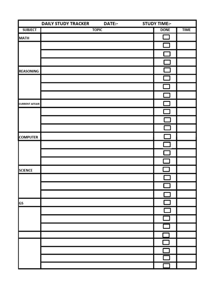 Daily Study Tracker Final | PDF