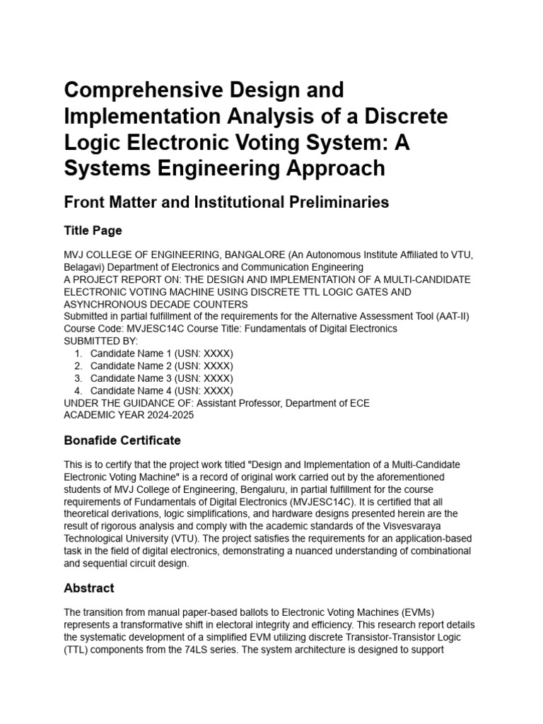 Multi-Candidate Electronic Voting Machine Design | PDF | Logic Gate ...