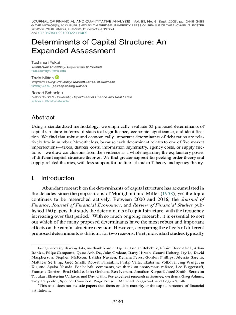 Determinants of Capital Structure | PDF | Capital Structure | Leverage ...