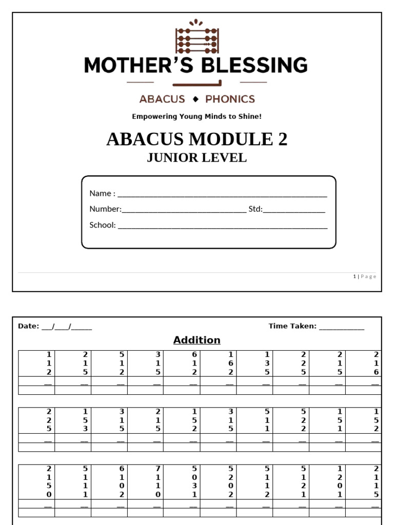 Module Abacus Junior : Exercices Mathématiques | PDF