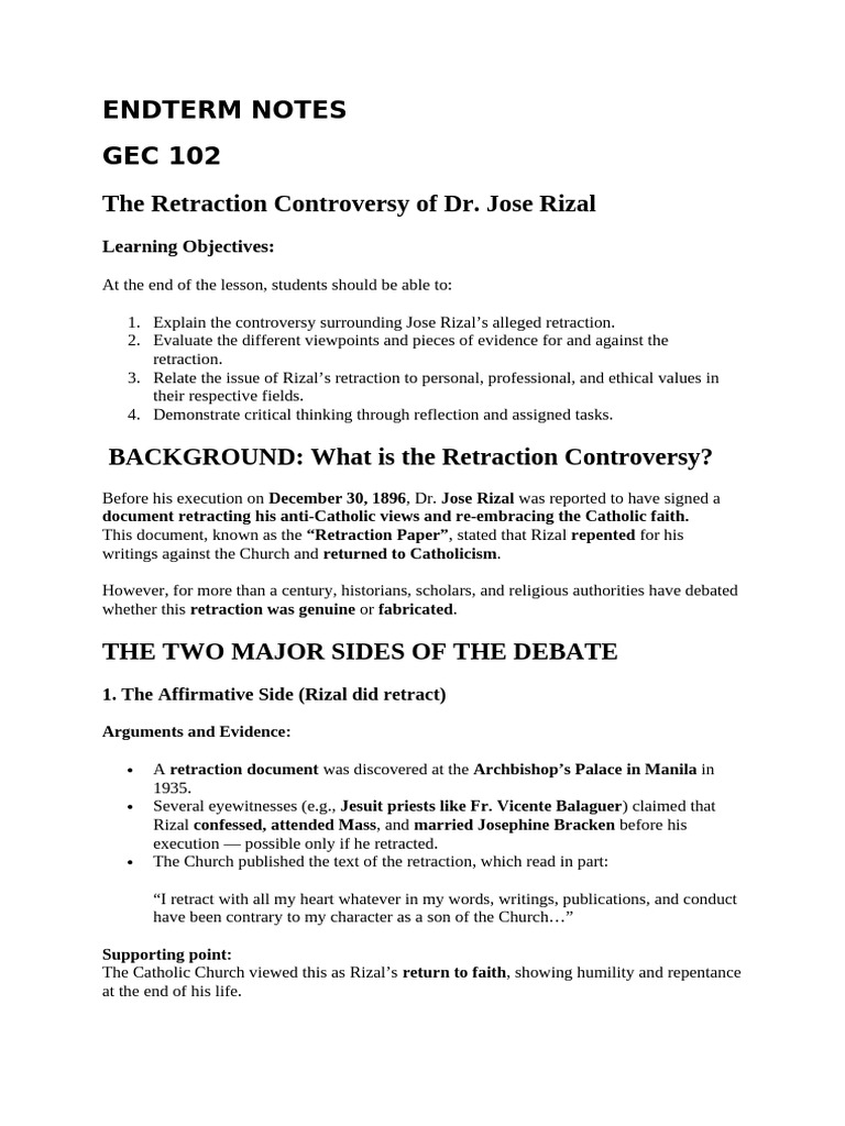 Gec 102 Retraction Notes | PDF | Integrity