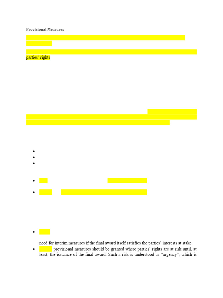 Understanding Provisional Measures in Arbitration | PDF | Arbitration ...