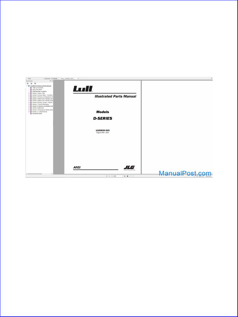 Jlg Lull Telehandler Model 644d34 Operators Parts Manual Pdf 
