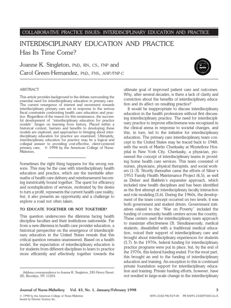 Interdisciplinary Education in Healthcare | PDF | Interdisciplinarity ...