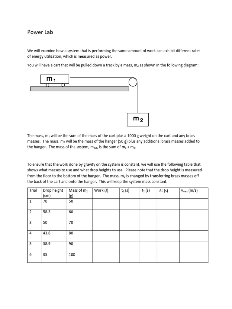 Power+Lab | PDF | Mass | Potential Energy